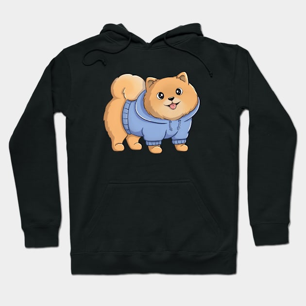 Cute And Fluffy Pomeranian Dog Hoodie by Meowrye